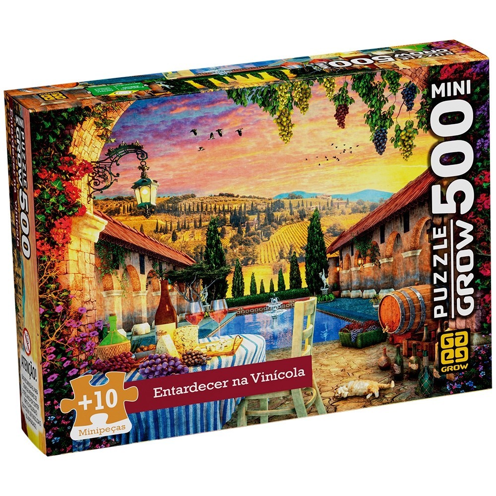 QUEBRA CABEÇA MINI 500 PEÇAS ENTARDECER NA VINÍCOLA GROW ARTISTA DOMINIC DAVISON JOGO PINTOR PUZZLE