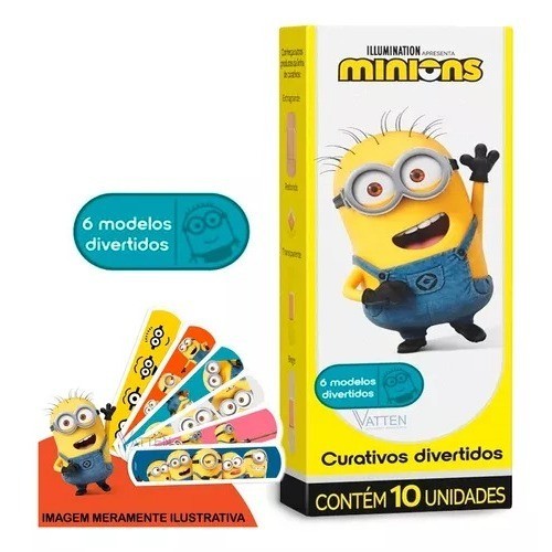 Band-aid Infantil 6 Moledos Cx Com 10und Curativo Machucado Melhor Qualidade Minions Meu Malvado Favorito Confortável