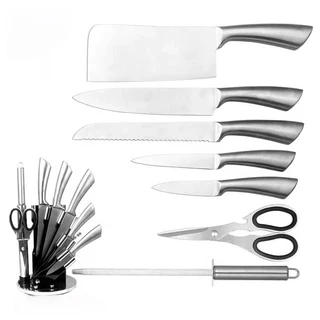 Jogo Faqueiro KIT FACAS Com 8 PEÇAS AÇO INOX Com SUPORTE DE ACRÍLICO Para Cozinha
