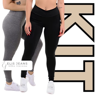 Kit 2 Calças Legging Cintura Alta Feminina Leg Grossa Zero Transparência em Oferta na Shopee