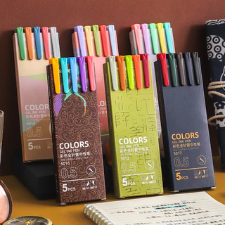 5pcs/Caixa Canetas Coloridas Morandi Gel De Cores Mistas Papelaria Para Estudantes Notas Jornal