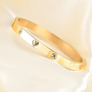 Bracelete De Aço Inoxidável 304 Titanium Steel Diamond Love Bracelet