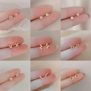 14K Mini Brincos De Zircônio Saudita Cubic Zirconia Pequenos Piercing Para Acessórios Femininos Hipoalergênicos