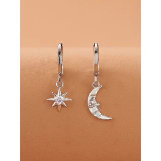2 Estrelas Brincos Lunares Brincos Assimétricos Fivelas de Orelha Senhoras Brincos Pingentes Jóias