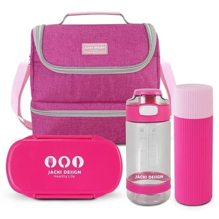 Conjunto Lancheira Térmica e Pote p/ Lanche 450ml com Garrafa e Porta Acessórios Multiuso
