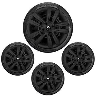 Jogo 4 calotas Renault Sandero Logan aro 14 Preto fosco