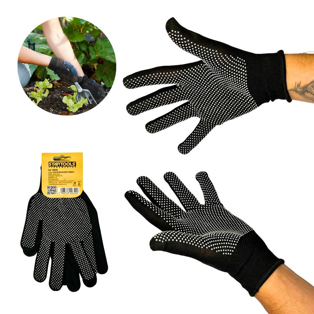 Luva de Malha Soft Poliéster Pigmentada Proteção Conforto Multiuso