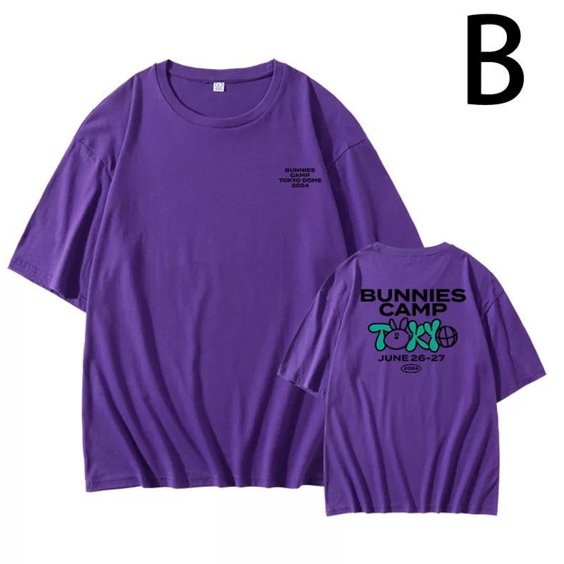 NEWJEANS X MURAKAMI Bunnies Camp 2024 Tokyo Dome Merch Cotton T-Shirt Plus  Tamanho Moda Coreana Solta Homens E Mulheres Camiseta De Manga Curta 