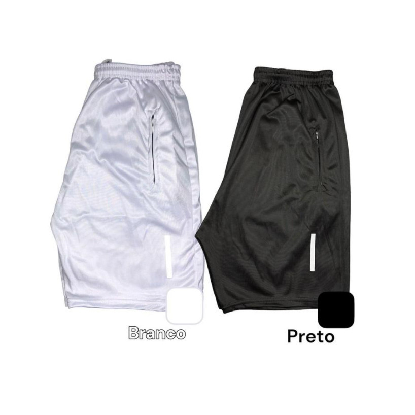 Kit 2 Shorts Bermuda Dry Fit Esportiva Treino Com Ziper no Bolso - refletivo