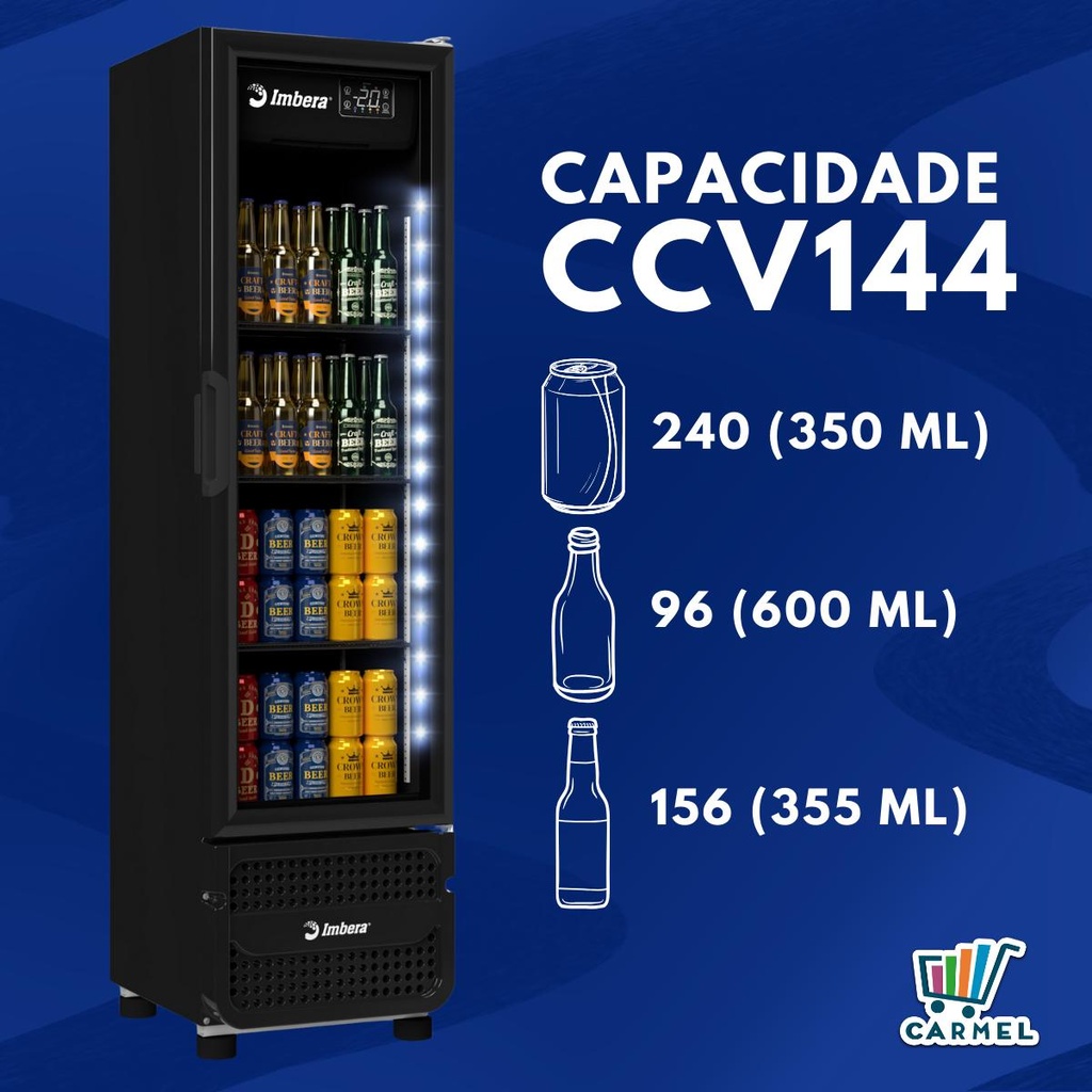 Cervejeira Full Black LED 229 Litros Porta De Vidro CCV144 Frost