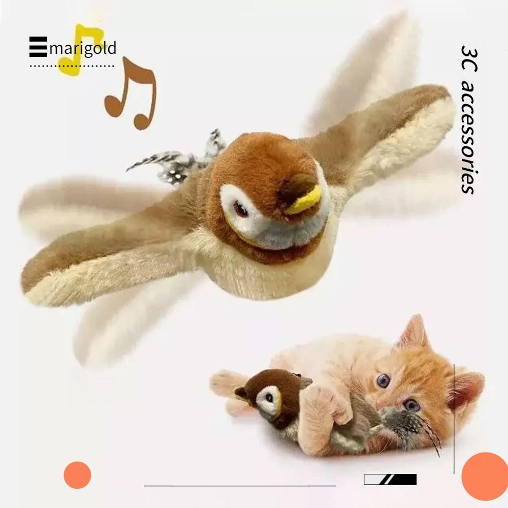 MARIGOLD Interativo Voando Pássaro Gato Brinquedos , Eletrônico Vívido Chilrear Batendo Pardal Brinquedo