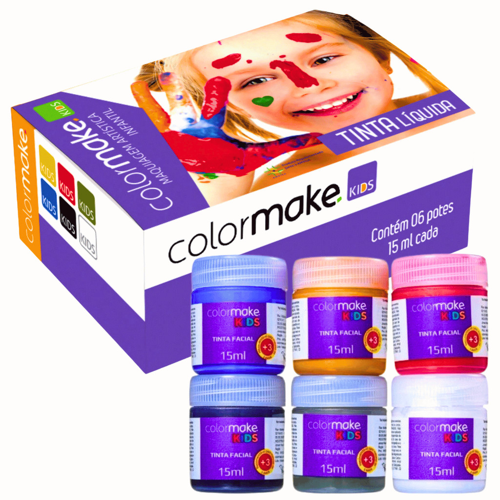 Tinta Facial Infantil Kids Colormake 6 Cores Festa Aniversário, Dia Das ...