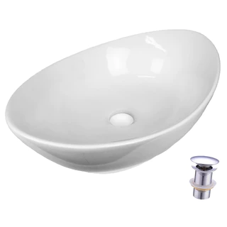 Cuba Banheiro Apoio Oval Louça Porcelana Canoa Válvula Click