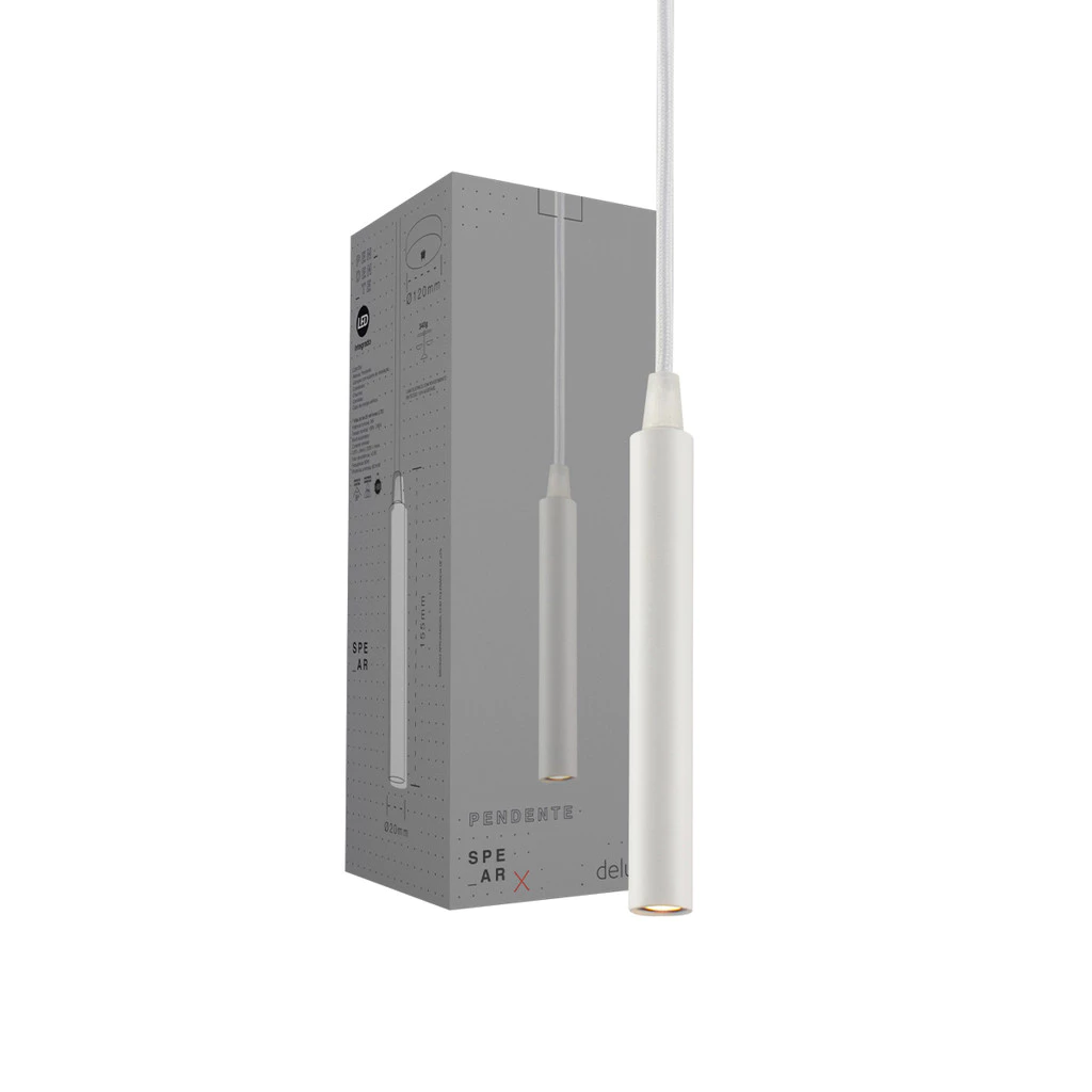 Luminaria Pendente de Teto Spear Branco Fosco Pequeno Led 3w 3000k Branco Quente Deluxe by Avant