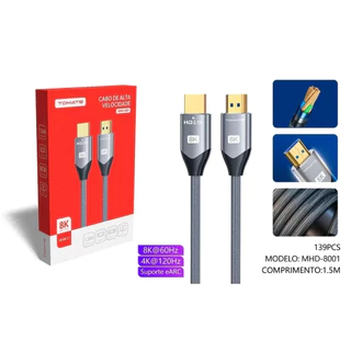 Cabo HDMI 2.1 Resolução 4k 8k Suporte eARC 120hz