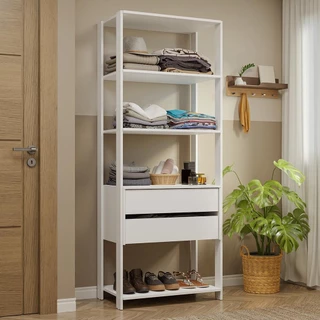 Guarda-Roupa Closet Modulado 2 Gavetas 4 Prateleiras 70cm Branco Valencia Madesa em Oferta na Shopee