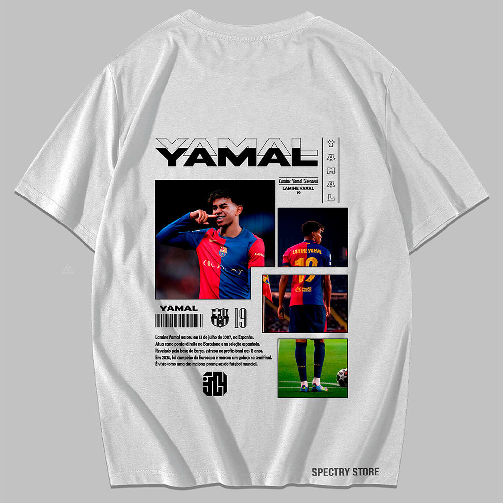 Camisa Camiseta Lamine Yamal 19 Barca Futebol Streetwear Algodão