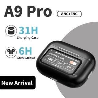 2024 A9 pro Touch Screen ANC Fones De Ouvido Esportivos À Prova D'água Sem Fio TWS Ruído Cancelando O Fone Bluetooth 5.3 Suporte APP Longa Duração Da Bateria