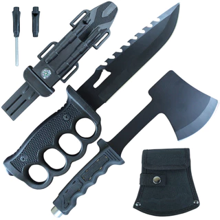 Kit 1 Faca Tática Militar + 1 Machado Esportivo Pesca Camping Trilha Caça
