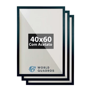 Kit 3 Moldura 40x60 Parede Foto Poster Quadro Acetato Diplomas Certificado Fotografia Porta Retrato Madeira Cartazes MDF