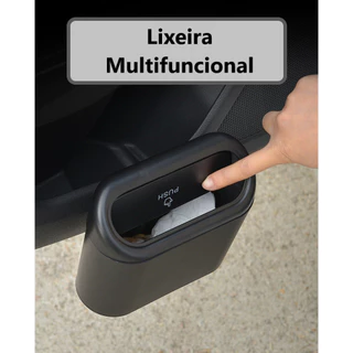 LP55 - Lata De Lixo Lixeira Coberta Para Carro Caixa De Armazenamento Suspenso Porta Banco Assento Traseira Multifuncional
