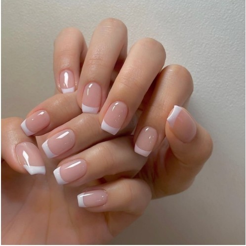 Um Conjunto De 24 Peças/Prego Minimalista De Branco Borda Francesa Desnuda Cor Destacável Produto Acabado Falso