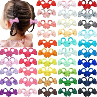 80pcs Baby Hair Ties 2 Polegadas Bows Rubber Band Bandas De Cabelo Fitas Para Crianças Bebês Meninas