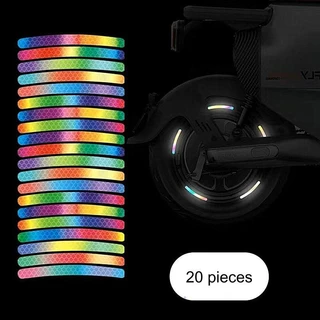 20Pcs Adesivo Refletivo Forte Do Cubo Da Roda Carro Decorativo Aro Pneu Motocicleta Arco-Íris Veículo Elétrico
