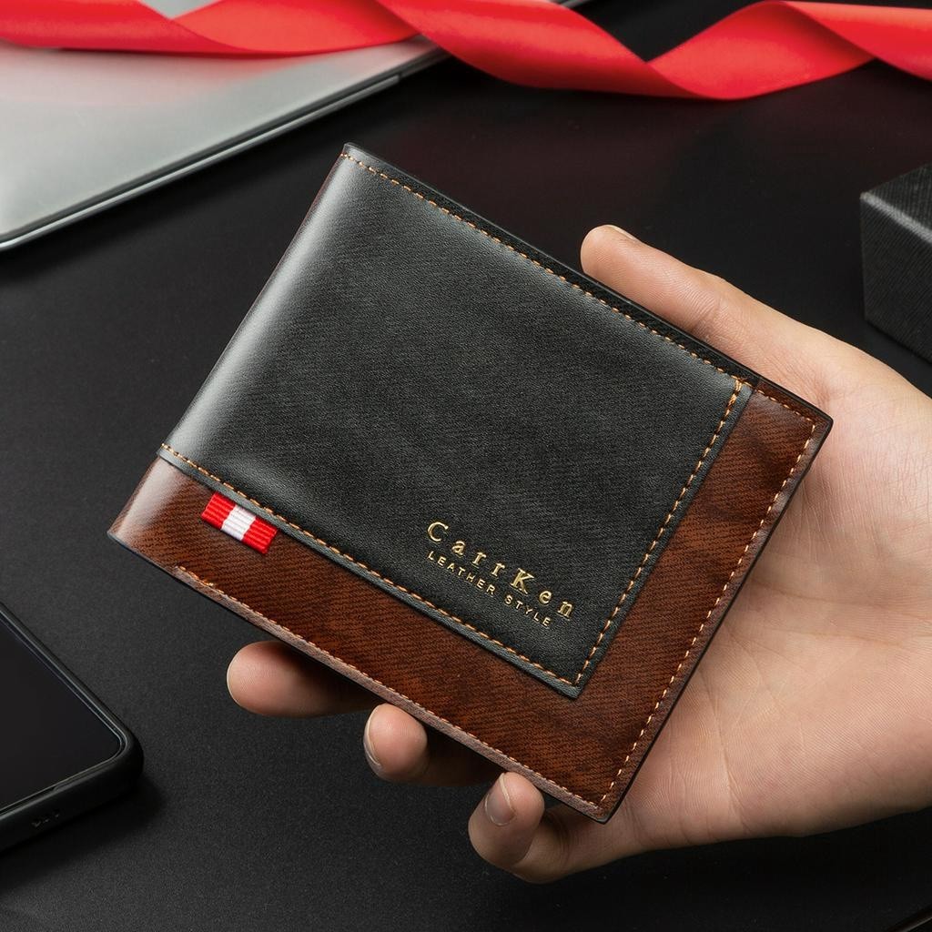 Carteira Masculina De Alta Qualidade , Estudantil multi-Ranhuras Para Jovens , Emenda horizontal , 40 % De Desconto zero Da Moda , Presente Do Dia Dos Pais