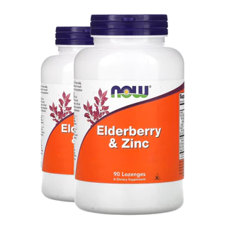Kit 2x Sabugueiro e Zinco Now Foods 90 Pastilhas Importado/Made in Usa