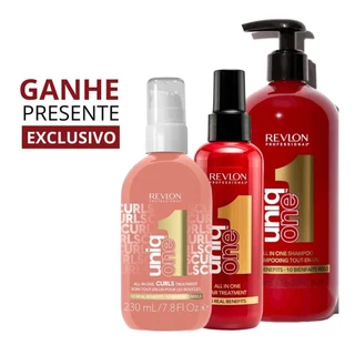 Kit Uniq One All In One Leave In 150ml - Vermelho + Shampoo Uniq One All in One 490ml + Uniq One All In One Curls Treatm