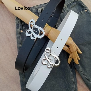 Lovito Cinto casual elegante de metal liso para mulheres LFA44636