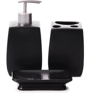 Kit para Bancada de Banheiro Krypto Porcelana Preto 3 Peças em Oferta na Shopee