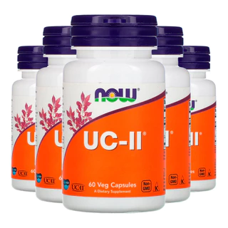 Kit 5x Colágeno Tipo 2 UC-II 40mg Now Foods 60 Veg Caps/Made in Usa