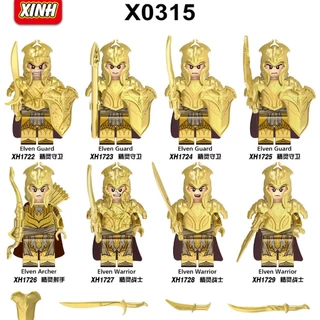 Original Soccerwe Bloco de construção feito à mão Toy X0315 Medieval Magic Ring Series Elf Guard Warrior Sagittarius Minifig Bloco de construção montado à mão