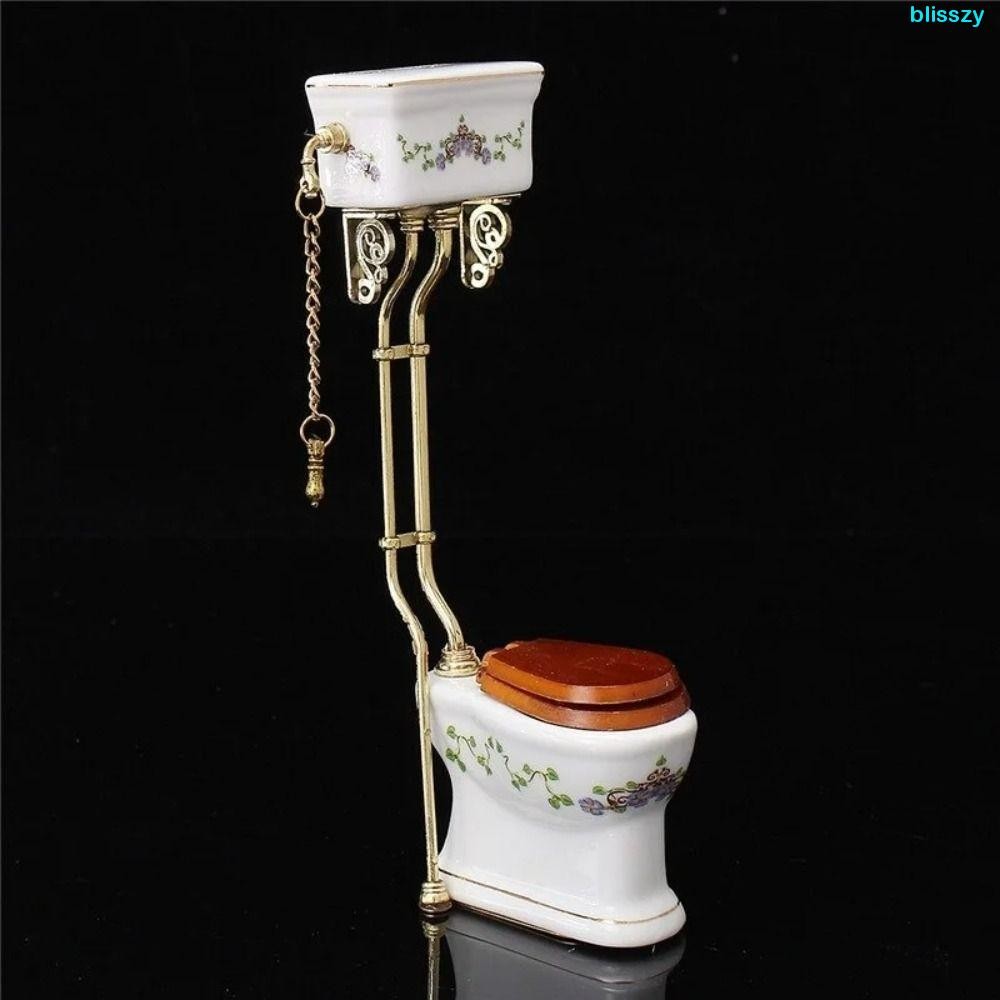 ISSZY Mini Banheiro De Miniatura , Simulação Ornamentação Dollhouse Toilet , Crianças 1 : 12 Móveis De Porcelana Branca Vintage Pretend Play