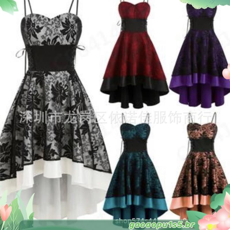 Vestido De Noite Sd-Vintage Medieval De Cintura Alta Com Renda Oca Para Baile De Finalistas