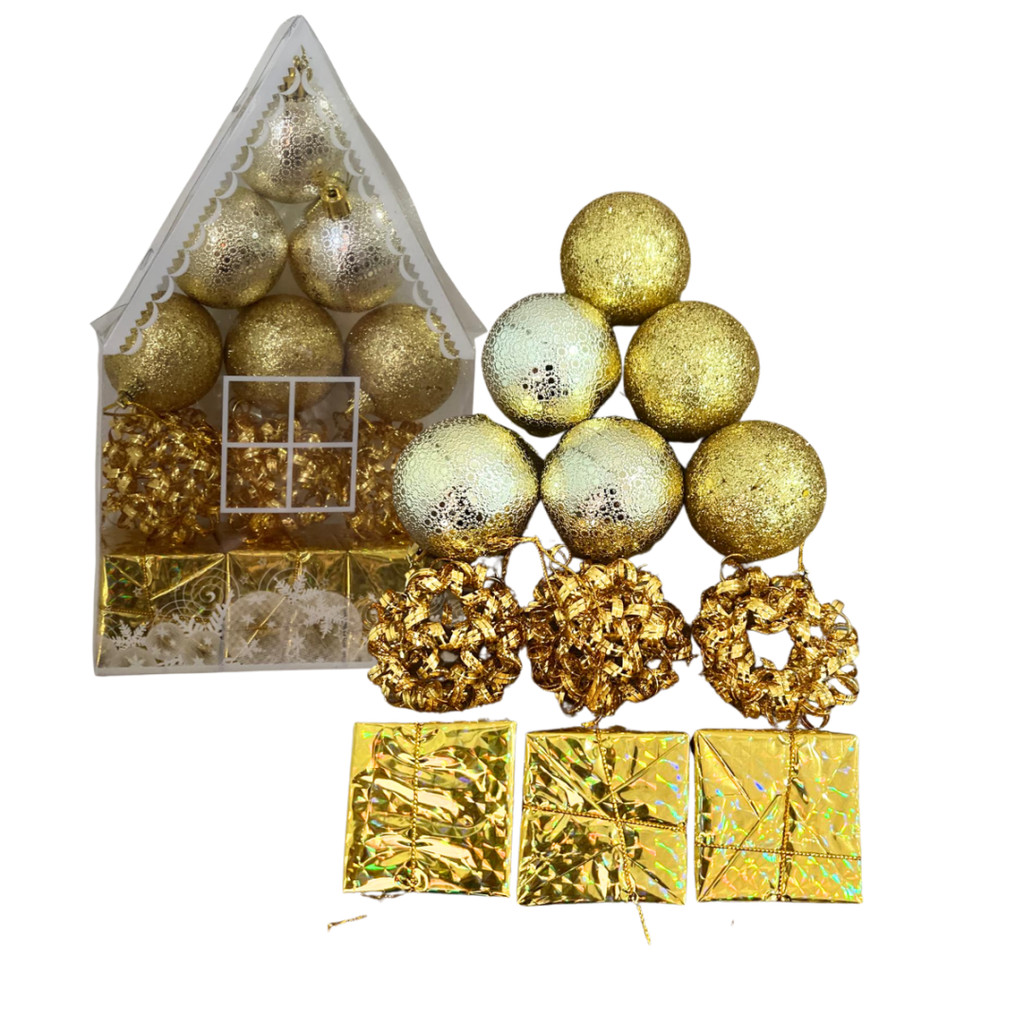 Kit Enfeite de Natal Dourado 12 peças | Shopee Brasil