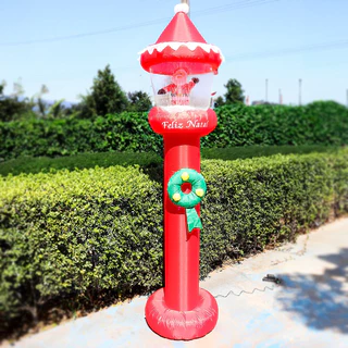 Poste Inflável para Decoração Natal- Bivolt- Papai Noel e Neve