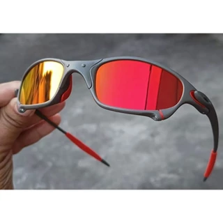PROMOÇÃO - Oculos de Sol Juliet Ruby Borracha Vermelha X-Metal Polarizado Pinado Lupa Mandrak Vilão Doublexx