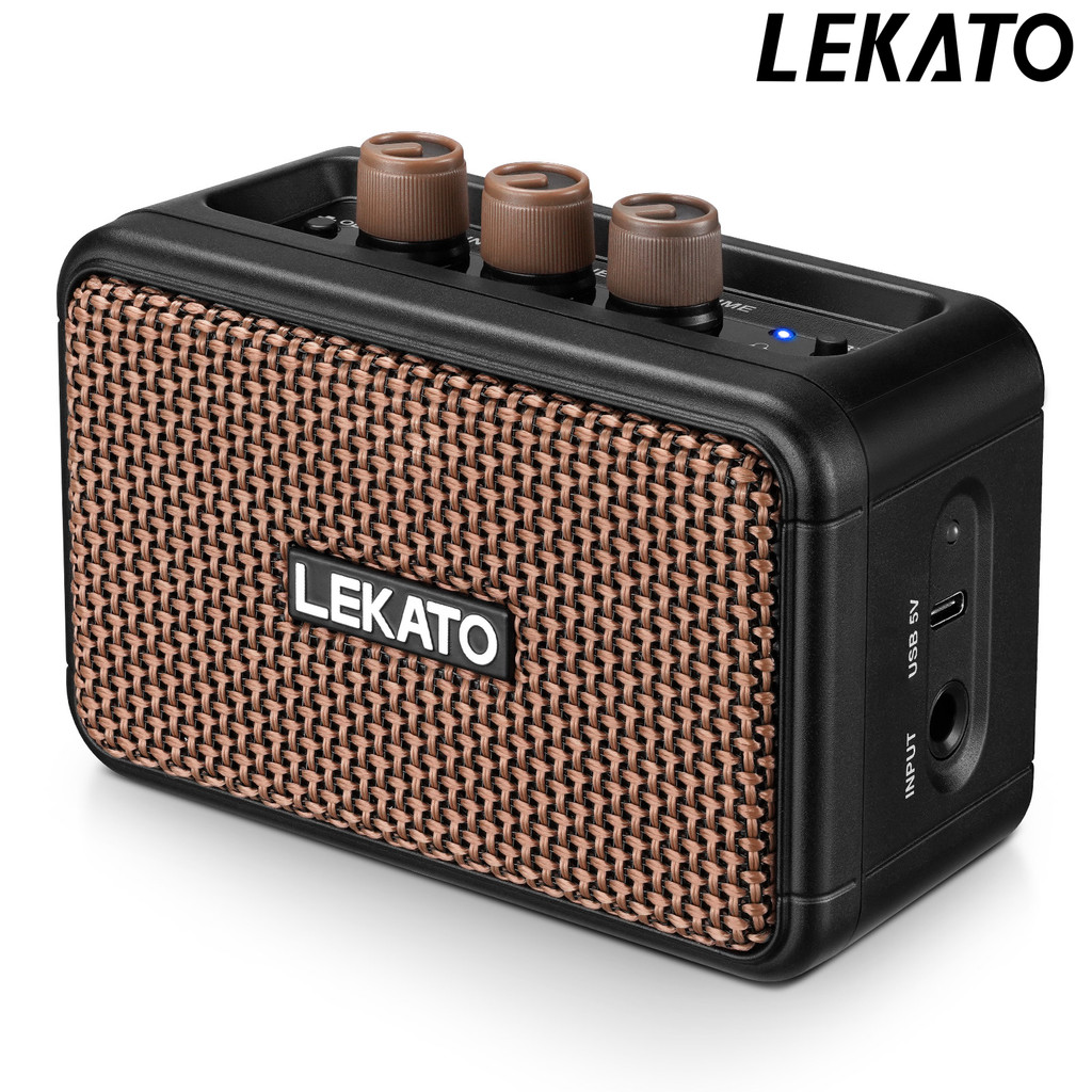 LEKATO Mini-gitaarversterker, elektrische gitaarversterker met schone