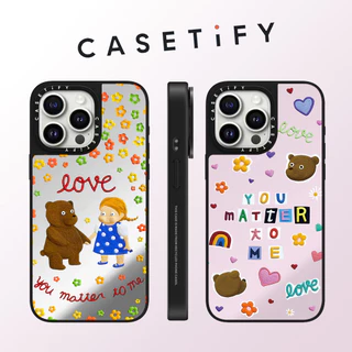 CASETIFY Cartoon Cute Love Doll Bear Espelho Rosto Capa De Telefone Para iPhone 16 Pro Max 15 Plus 14 ProMax 13 12Pro 11 À Prova De Choque Borda Macia Protetora Rígida
