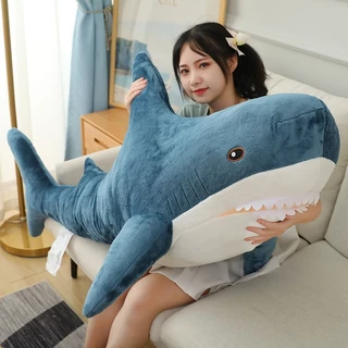 30/45/60/80CM Longo Tubarão Gigante Brinquedo De Pelúcia Boneca Macio Animal Bonito Lance Travesseiro Decorações Crianças Adultos Presentes De Aniversário
