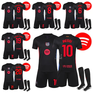 2024-25 Temporada Barcelona Away Futebol Adulto Crianças Jersey Gavi Pedri Lewandowski Messi De Jong Yamal Olmo Kit Conjuntos Esportivos Com Meias