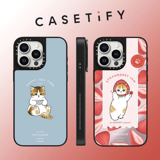 CASETIFY Cute Macaron Morango Gato Espelho Rosto Capa De Telefone Para iPhone 16 Pro Max 15 Plus 14 ProMax 13 12Pro 11 À Prova De Choque Borda Macia Protetora Rígida