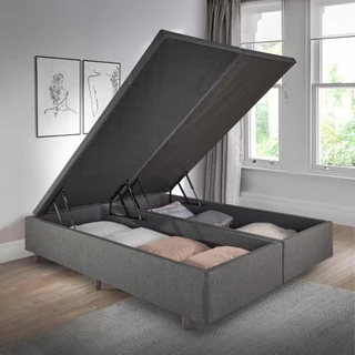 Base Box Baú Queen 158x198 cm Linho Cinza em Oferta na Shopee