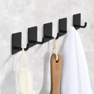 Kit 3 Ganchos Pretos Adesivos Cabide de Parede Organizador Multi Funcional Suporte de Toalha WL-2376