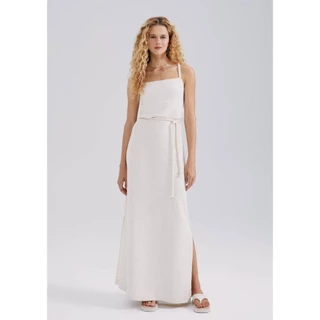 Vestido Midi Texturizado Com Linho Hering