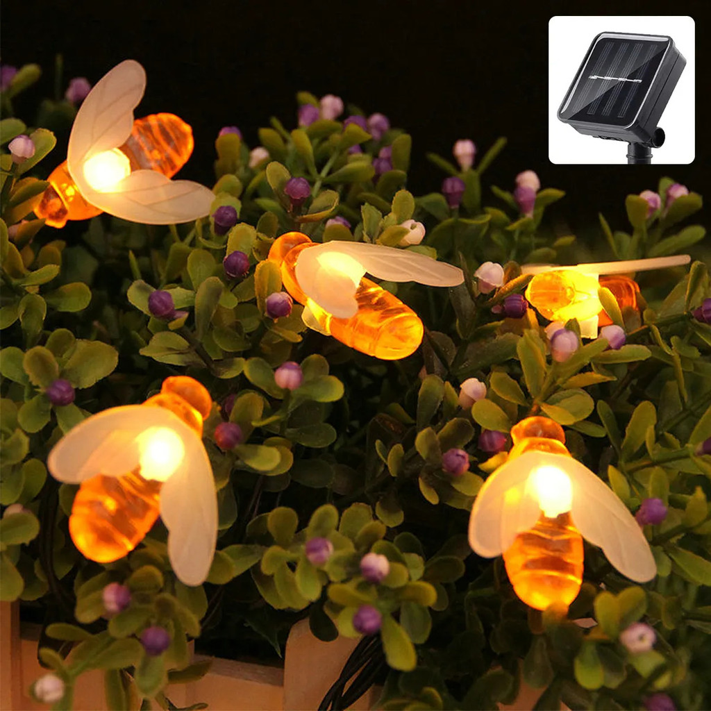 7m Fitas De Led Solar Abelhas 50 Leds Cordão Natal Luxo