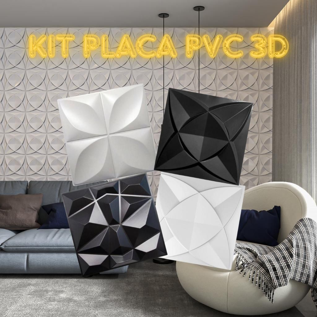 Kit 120 Placas PVC 3D 25x25cm Revestimento Auto Relevo - Envio Imediato